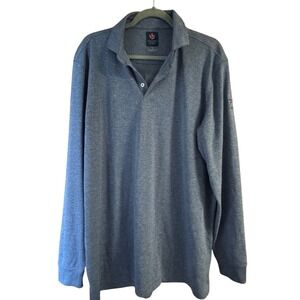 Donald Ross Sport Mens XL Blue Heathered Long Sleeve Golf Polo Performance Shirt